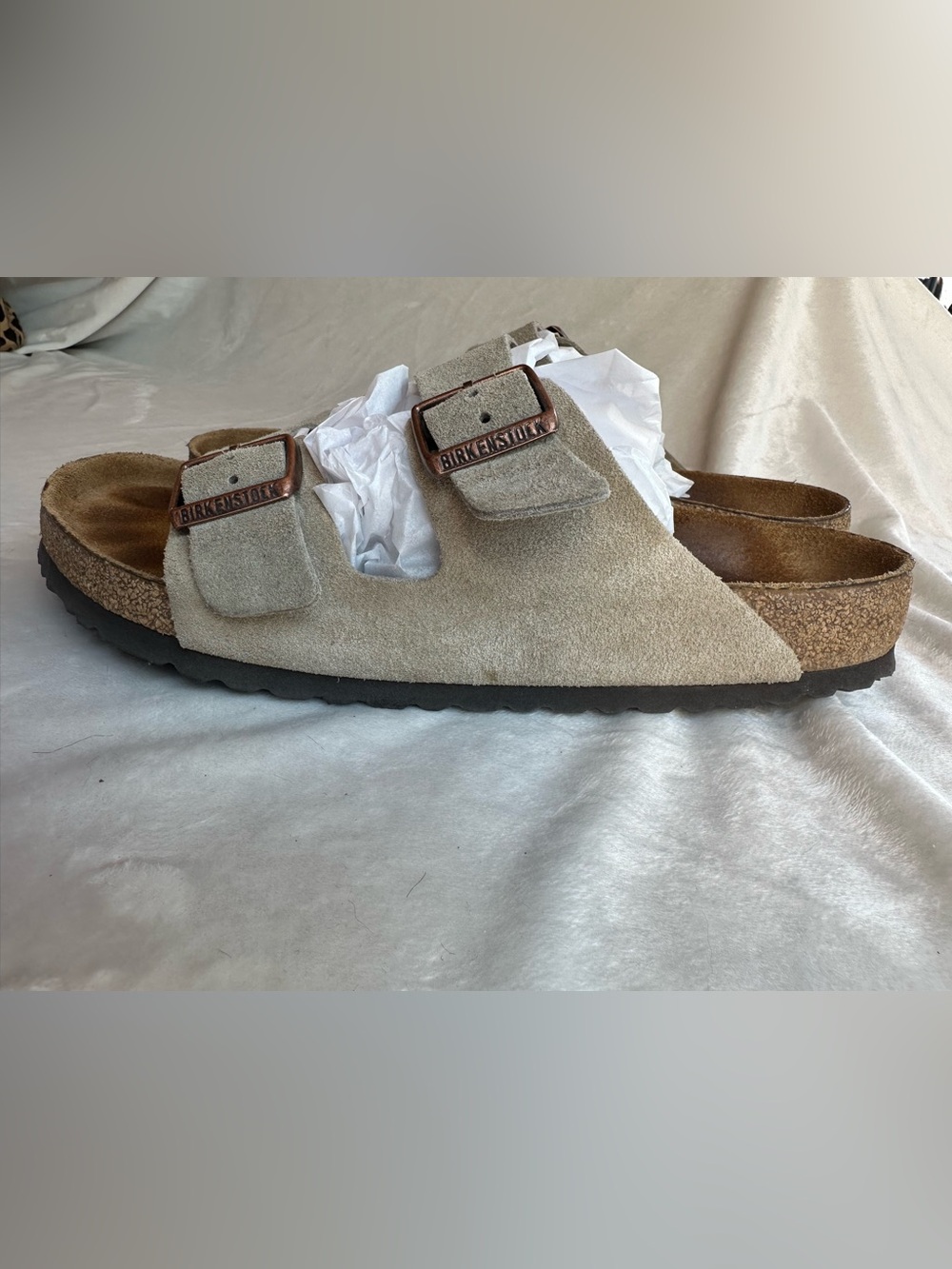 Birkenstock Men Two-Strap Suede Sandals in Tan View 2